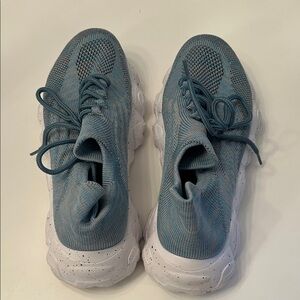 Blue Mesh Sneakers with White Soles